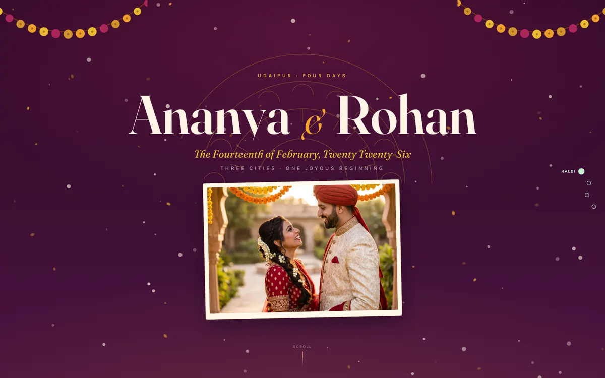 Ananya & Rohan website homepage