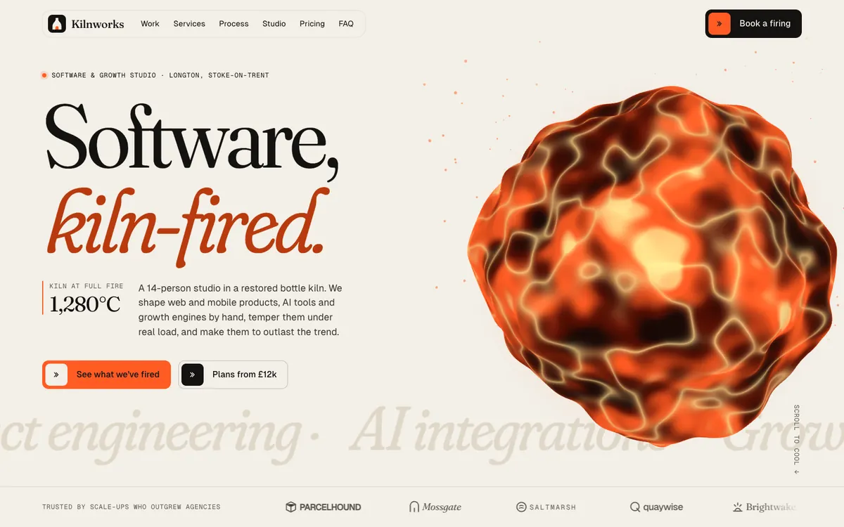 Kilnworks website homepage