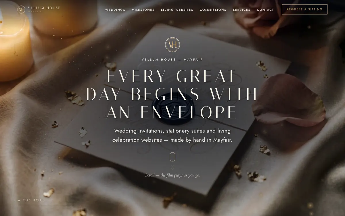 Vellum House website homepage