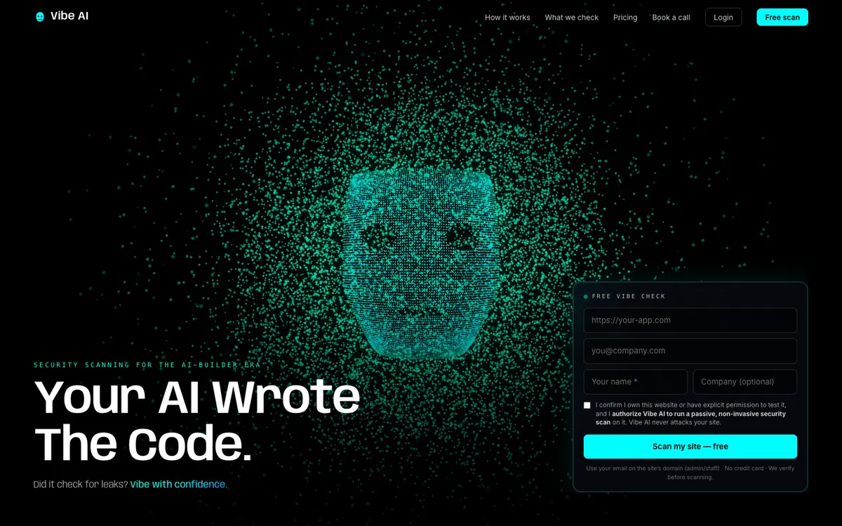 Vibe AI website homepage